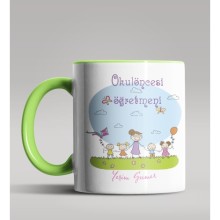 Kişiye Özel Okul Öncesi Öğretmeni Tasarımlı Yeşil Kupa 5