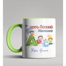 Kişiye Özel Okul Öncesi Öğretmeni Tasarımlı Yeşil Kupa 4