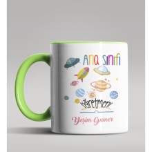 Kişiye Özel Anaokulu Öğretmeni Tasarımlı Yeşil Kupa Bardak 3