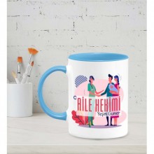 Kişiye Özel Aile Hekimi Tasarımlı Mavi Kupa