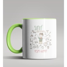 Kişiye Özel Sınıf Öğretmeni Tasarımlı Yeşil Kupa Bardak 13