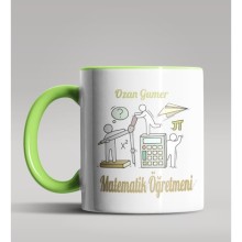 Kişiye Özel Matematik Öğretmeni Tasarımlı Yeşil Kupa 11