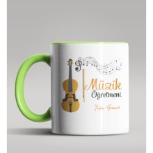 Kişiye Özel Müzik Öğretmeni Tasarımlı Yeşil Kupa Bardak 7