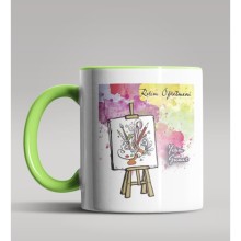 Kişiye Özel Resim Öğretmeni Tasarımlı Yeşil Kupa Bardak 2