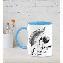 Kişiye Özel Yazar Tasarımlı Mavi Kupa