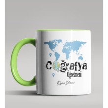Kişiye Özel Coğrafya Öğretmeni Tasarımlı Yeşil Kupa Bardak 5