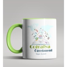 Kişiye Özel Coğrafya Öğretmeni Tasarımlı Yeşil Kupa Bardak 2