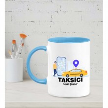 Kişiye Özel Taksici Tasarımlı Mavi Kupa