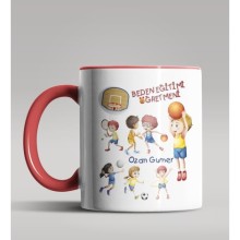 Kişiye Özel Beden Eğitimi Öğretmeni Tasarımlı Kırmızı Kupa 6