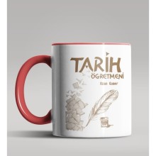 Kişiye Özel Tarih Öğretmeni Tasarımlı Kırmızı Kupa Bardak 3
