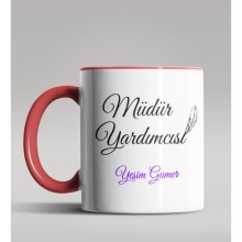 Kişiye Özel Müdür Yardımcısı Tasarımlı Kırmızı Kupa Bardak 3