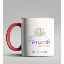 Kişiye Özel Anaokulu Öğretmeni Tasarımlı Kırmızı Kupa Bardak 2