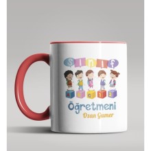 Kişiye Özel Sınıf Öğretmeni Tasarımlı Kırmızı Kupa Bardak 16