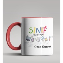 Kişiye Özel Sınıf Öğretmeni Tasarımlı Kırmızı Kupa Bardak 14