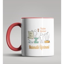 Kişiye Özel Matematik Öğretmeni Tasarımlı Kırmızı Kupa 10