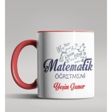 Kişiye Özel Matematik Öğretmeni Tasarımlı Kırmızı Kupa 8