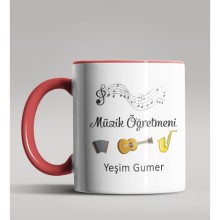 Kişiye Özel Müzik Öğretmeni Tasarımlı Kırmızı Kupa Bardak 8