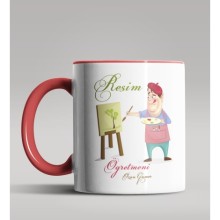 Kişiye Özel Resim Öğretmeni Tasarımlı Kırmızı Kupa Bardak 6