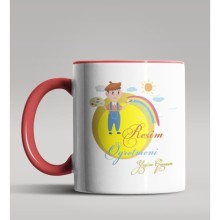 Kişiye Özel Resim Öğretmeni Tasarımlı Kırmızı Kupa Bardak 5