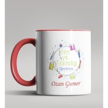 Kişiye Özel Kimya Öğretmeni Temalı Kırmızı Kupa Bardak 7