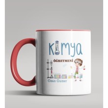 Kişiye Özel Kimya Öğretmeni Tasarım Kırmızı Kupa Bardak 5