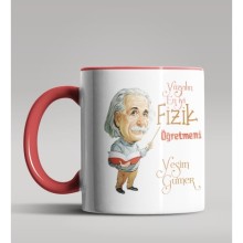 Kişiye Özel 100 Yılın En İyi Fizik Öğretmeni Temalı Kırmızı Kupa
