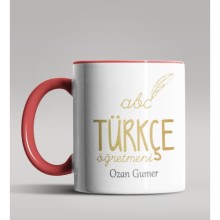 Kişiye Özel Türkçe Öğretmeni Tasarımlı Kırmızı Kupa Bardak 3