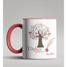 Kişiye Özel Türkçe Öğretmeni Tasarımlı Kırmızı Kupa Bardak 2
