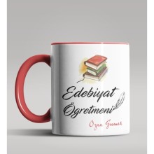 Kişiye Özel Edebiyat Öğretmeni Tasarım Kırmızı Kupa Bardak