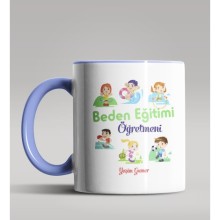 Kişiye Özel Beden Eğitimi Öğretmeni Tasarımlı Mavi Renk Kupa 2