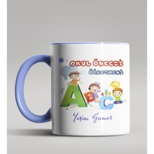 Kişiye Özel Okul Öncesi Öğretmeni Tasarımlı Mavi Renk Kupa 4