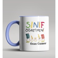 Kişiye Özel Sınıf Öğretmeni Tasarımlı Mavi Renk Kupa Bardak 11