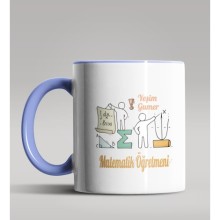 Kişiye Özel Matematik Öğretmeni Tasarımlı Mavi Renk Kupa 10
