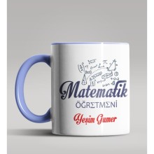 Kişiye Özel Matematik Öğretmeni Tasarımlı Mavi Renk Kupa 8