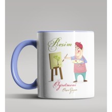 Kişiye Özel Resim Öğretmeni Tasarımlı Mavi Renk Kupa Bardak 6