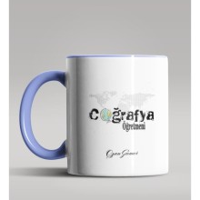 Kişiye Özel Coğrafya Öğretmeni Tasarımlı Mavi Renk Kupa Bardak 6