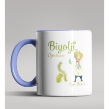 Kişiye Özel Biyoloji Öğretmeni Tasarımlı Mavi Renk Kupa Bardak 2