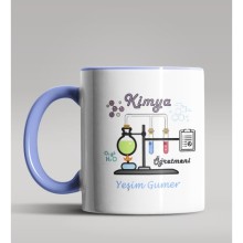 Kişiye Özel Kimya Öğretmeni Tasarım Mavi Renk Kupa Bardak 9