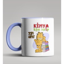Kişiye Özel Garfield Kimya Öğretmeni Tasarımlı Mavi Renk Kupa