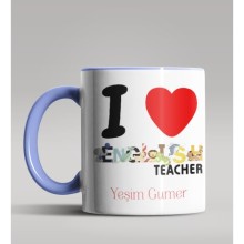 Kişiye Özel İngilizce Öğretmeni Temalı Mavi Renk Kupa Bardak 2