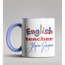 Kişiye Özel İngilizce Öğretmeni Tasarım Mavi Renk Kupa Bardak 2