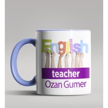 Kişiye Özel İngilizce Öğretmeni Tasarımlı Mavi Renk Kupa Bardak