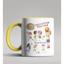 Kişiye Özel Beden Eğitimi Öğretmeni Tasarımlı Sarı Renk Kupa 6