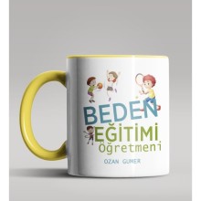 Kişiye Özel Beden Eğitimi Öğretmeni Tasarımlı Sarı Renk Kupa 5