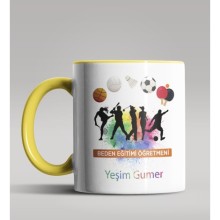 Kişiye Özel Beden Eğitimi Öğretmeni Tasarımlı Sarı Renk Kupa 4