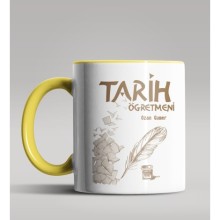 Kişiye Özel Tarih Öğretmeni Tasarımlı Sarı Renk Kupa Bardak 3