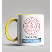 Kişiye Özel Müdür Yardımcısı Tasarımlı Sarı Renk Kupa Bardak 2