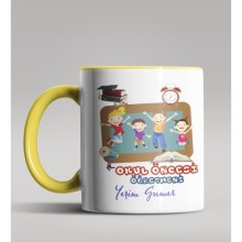 Kişiye Özel Okul Öncesi Öğretmeni Tasarımlı Sarı Renk Kupa 3