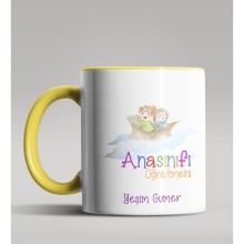 Kişiye Özel Anaokulu Öğretmeni Tasarımlı Sarı Renk Kupa Bardak 2