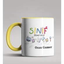 Kişiye Özel Sınıf Öğretmeni Tasarımlı Sarı Renk Kupa Bardak 14